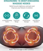 Nekteck Neck Back Massager with Heat, Cordless Shiatsu Shoulder Massager for Pain Relief Deep Tissue, Electric 3D Kneading Massage Pillow for Body Muscle, Gifts for Men Women Dad Mom