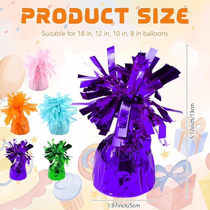 6 Pack Purple Balloon Weights Metallic Holder Anchors Balloon Holder Weights - Image 2