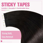 YoungSee Seamless Tape in Extensions Human Hair Dark Brown Tapes Hair Extensions Real Human Hair Brown Hair Extension Tape-in Remy 20 Inch 20pcs 50g Silky Straight Hair