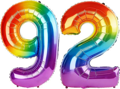 40 Inch Number 92 Balloons for 92nd Birthday Party Decorations, 0-100 Rainbow by FOBELEC