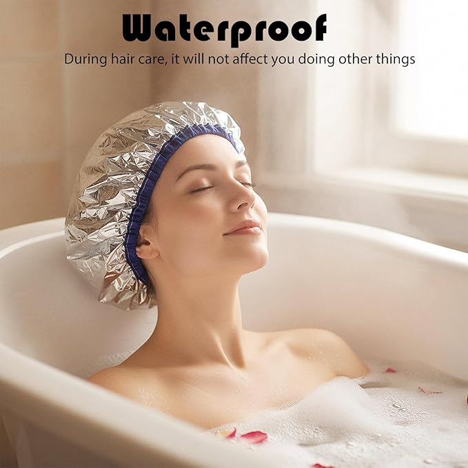 Aluminum Hair Cap Heat Cap For Deep Conditioning 3pcs Aluminum Foil Double Layer Steam Caps, Thickened Shower Cap For Hot Oil Treatment Reusable Hair Processing Caps For Home And Salon Use