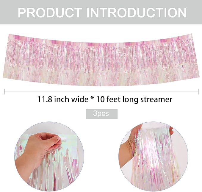 BEISHIDA Transparent Fringe Garland Banner 30ft Wall Tinsel Foil Streamers | - Image 2