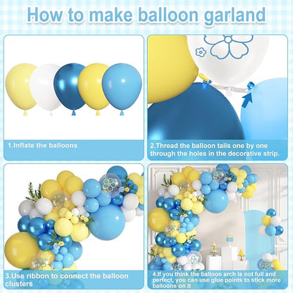 152Pcs Blue and Yellow Balloons Arch Kit Different Size | Lemon Metallic Pastel - Image 7