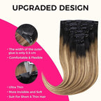 Lashey Seamless Clip in Hair Extensions 22 Inch Balayage Ash Brown to Honey Blonde with Dark Roots Long Straight Hair Extensions 110g 7pcs PU Clip in Real Human Hair for Black Women