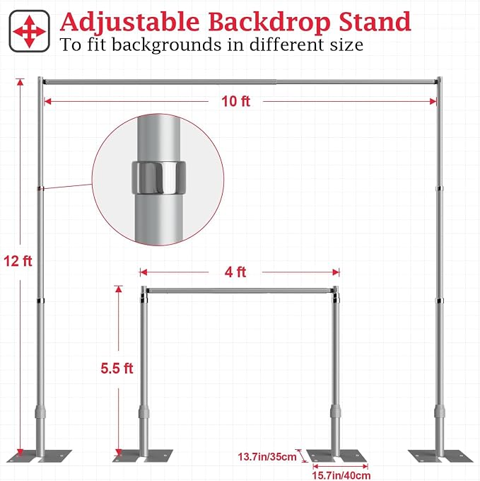 EMART 12x10ft Heavy Duty Backdrop Stand Frame - Image 4
