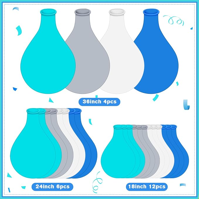 Gejoy 24 Pcs Pool Giant Balloons 36/24/18 Inch Jumbo Large Big Latex Balloons - Image 3
