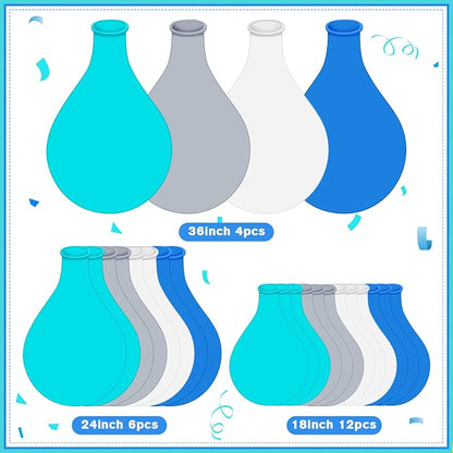 Gejoy 24 Pcs Pool Giant Balloons 36/24/18 Inch Jumbo Large Big Latex Balloons - Image 3