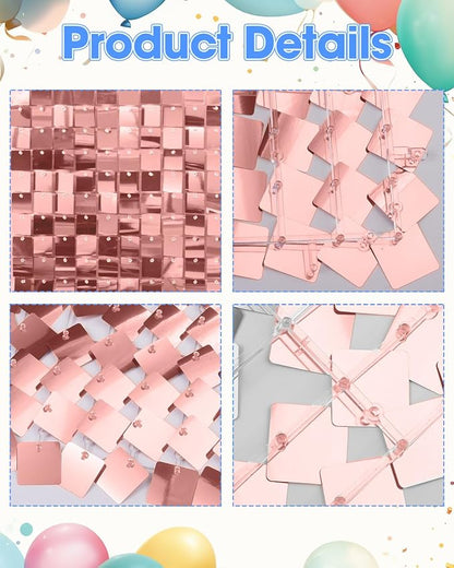 Rosegold Shimmer Wall Backdrop, 24 Panels, 6x4 Ft Photo Backdrop | wedding - Image 6