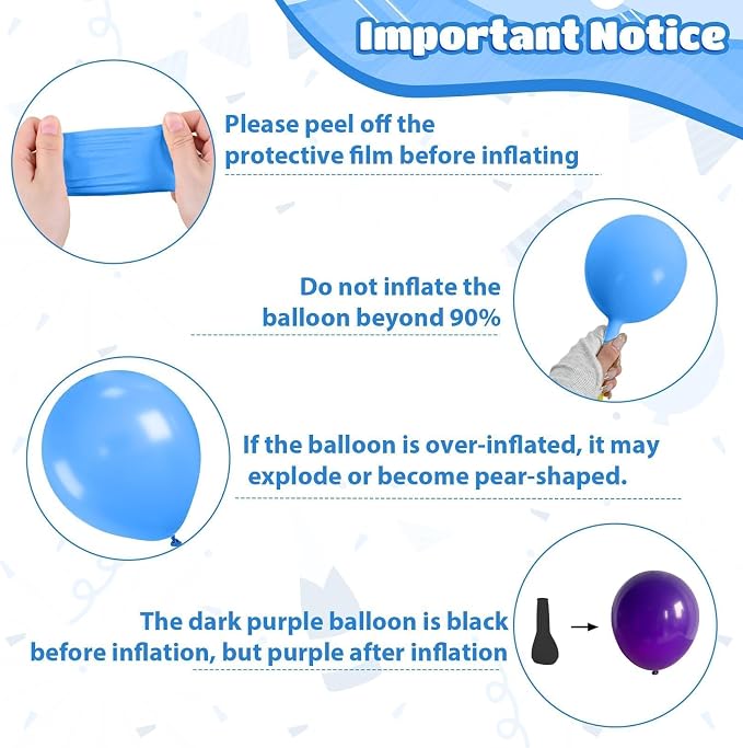Purple and Blue Galaxy Balloons, 12 Inch Metallic Blue Dark Purple Blue Black - Image 3