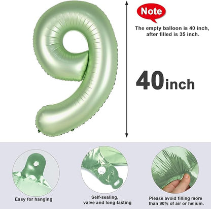 9 Balloon Number 40 Inch Olive Green Balloons - Image 5