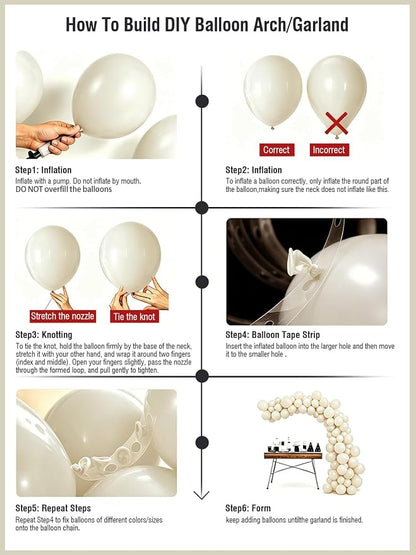White Sand Balloons 55 Pcs 12 Inch Sand White Neutral Latex Balloons Arch Kit - Image 4