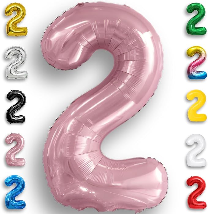 Pink Pearl Number Balloon 2 Mylar Foil Macaron Balloons 40 inch by Unknown
