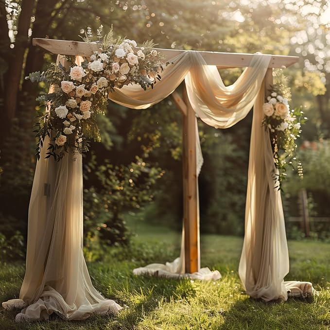Nude Wedding Arch Draping Fabric Backdrop Drapes Sheer 28.7" x 20FT | Sheer - Image 6