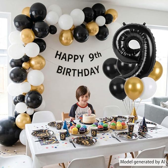 Black Number 9 Balloon 40 Inch, Foil Numeral - Image 6