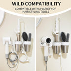 Hot Tools Organizer, Hair Tool Organizer Wall Mount Aluminum Alloy, Space-Saving Curling Iron Holder for Vanity & Bathroom with Stainless Steel Cups White