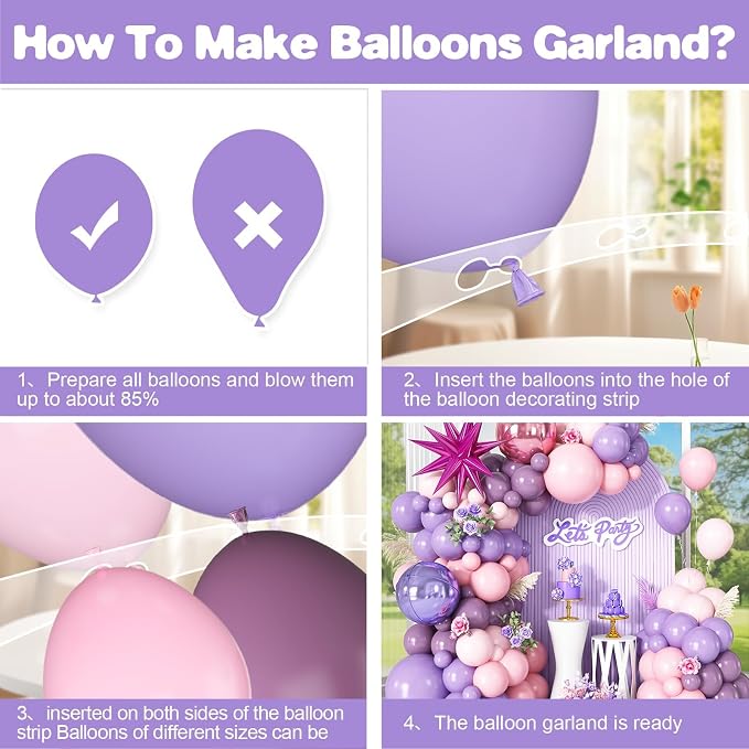 Pastel Pink Purple Balloon Arch Garland Kit - Image 6