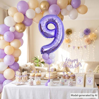 Purple Number 9 Balloon 40 Inch, Large Lavender Mylar Foil Number 9 - Image 6