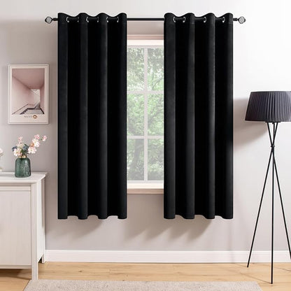 MIULEE Velvet Curtains Halloween Black 52 x 63 Inch Length Set of 2 | Grommet by MIULEE
