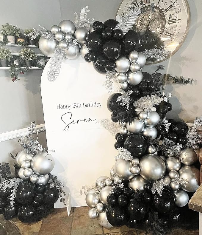 Black and Silver Balloons Arch Kit - Image 7