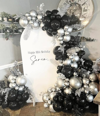 Black and Silver Balloons Arch Kit - Image 7