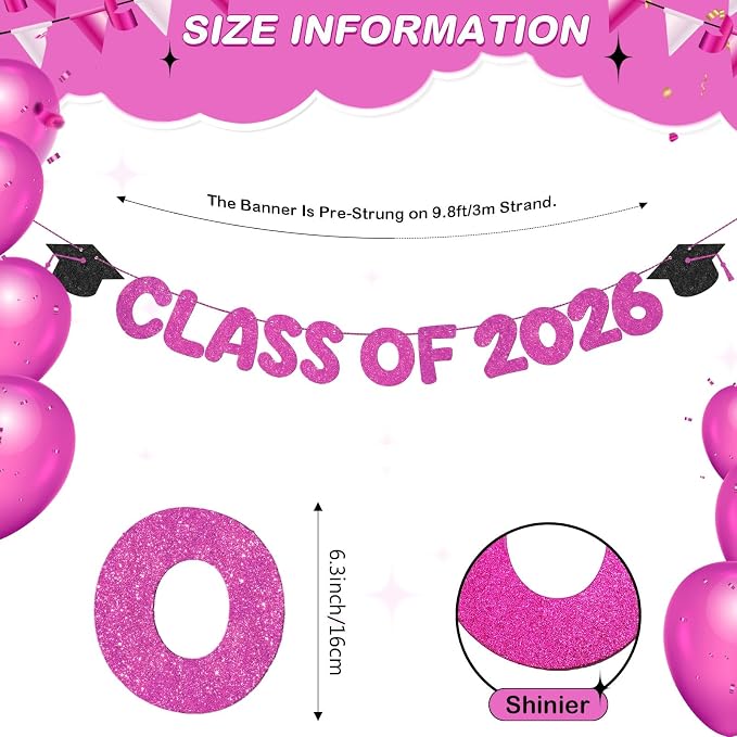 Fulmoon Congrats Grad Class of 2026 Banner Graduation Party Decor Class of 2026 - Image 2