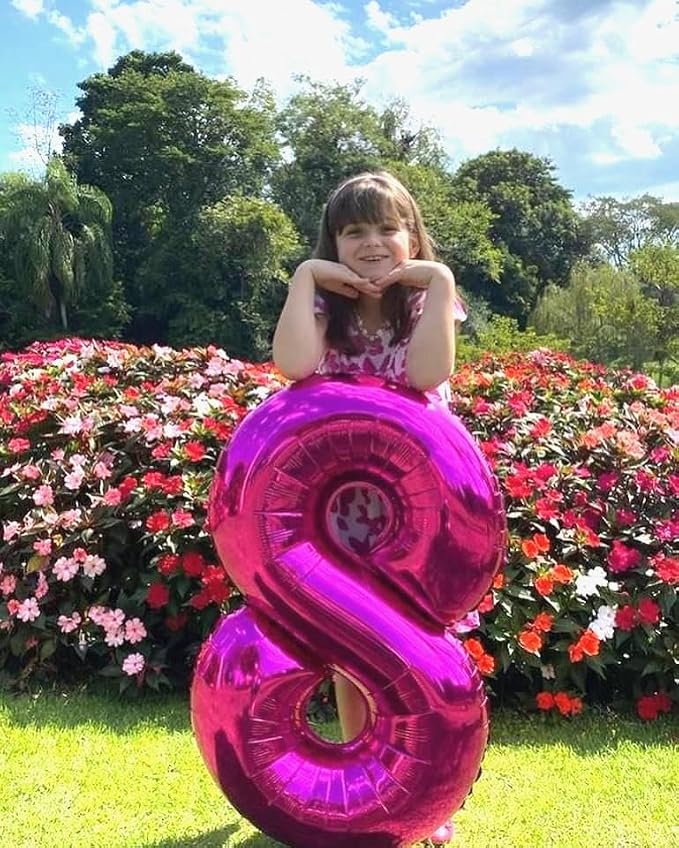 Rosy Purple Number 8 Balloon 40 inch, 8th Birthday Party Balloons Decoration | - Image 7