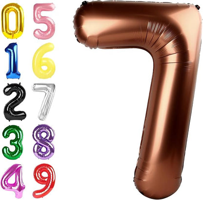 Number 6 Balloons 40 Inch Coffee Brown Balloon by Argthjy