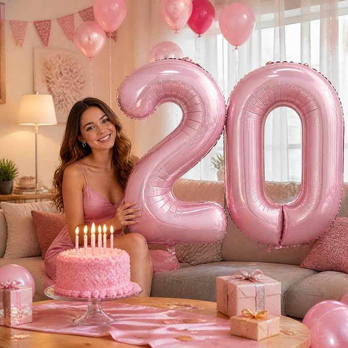 40 Inch Pink Number 2 Balloon, Giant Number Balloons, Birthday Decorations | - Image 5