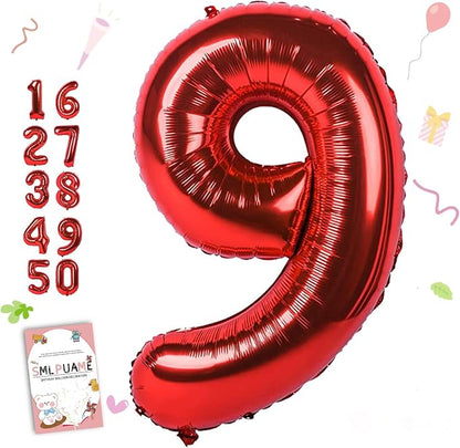 40 inch Number Balloon 0-9 Red Large Number 9 Balloons, Digital Balloons by Smlpuame
