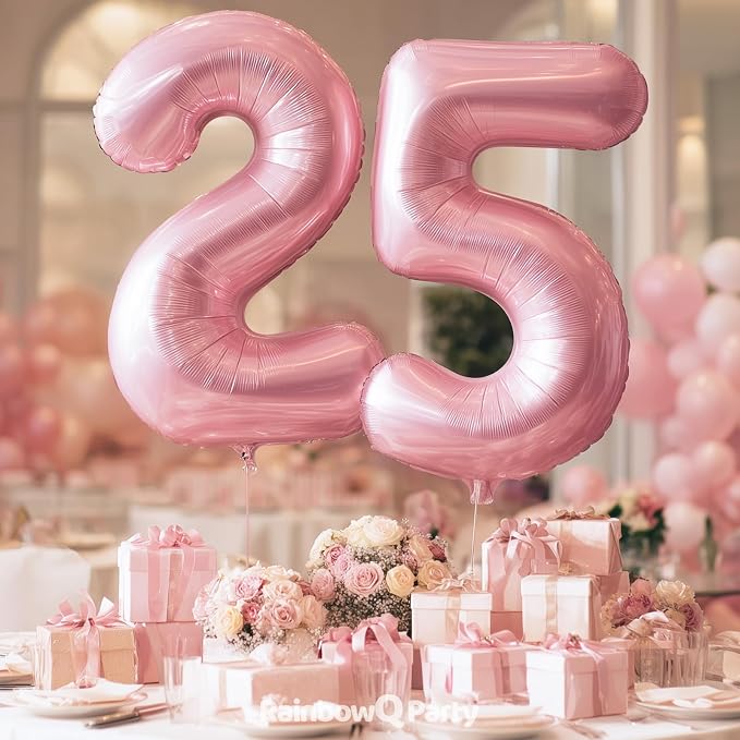 RainbowQ Pink 25 Balloon Number 40 Inch 0-40 Foil Large Balloons | Big Mylar 25 - Image 4