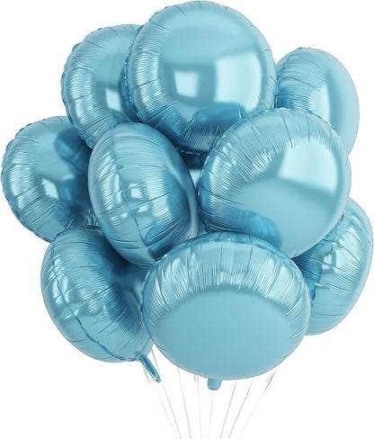 20PCS Round Shaped Balloons, 18 Inch Round Foil Balloon, Light Blue Giant Round by Paready