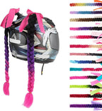SEGO 1PCS/2PCS Helmet Pigtail Braids with Detachable Suction Cup Bowknot Ponytail Hair Many Colors (Helmet not Included)