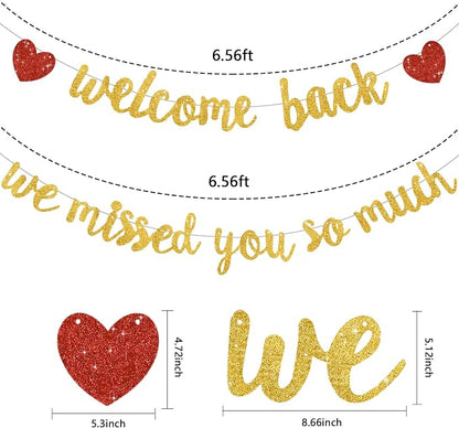 Glitter Gold Welcome Back We Missed You So Much Banner NO DIY | Pre-Strung - Image 3