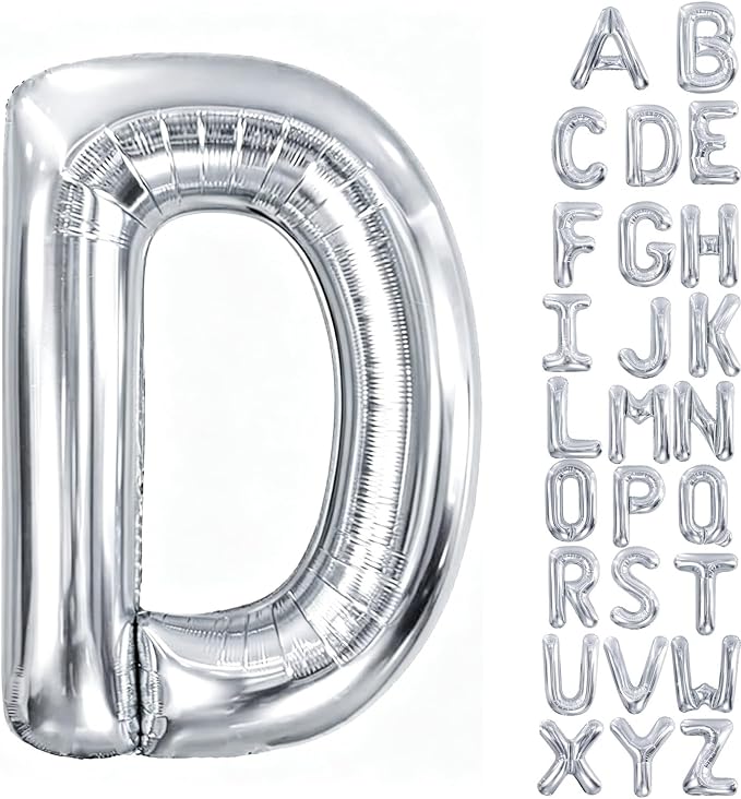 40 Inch Silver Letter Balloon, Large Foil Alphabet Balloons Birthday by Aeniaza