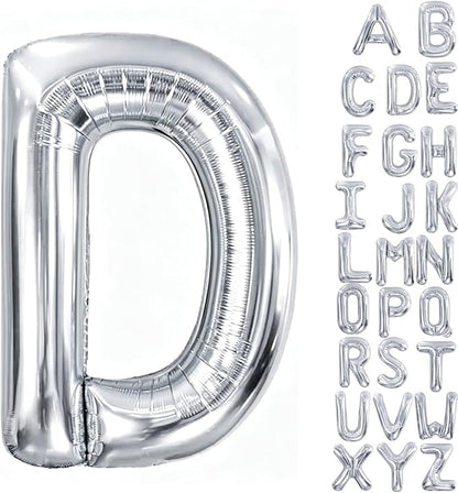 40 Inch Silver Letter Balloon, Large Foil Alphabet Balloons Birthday by Aeniaza