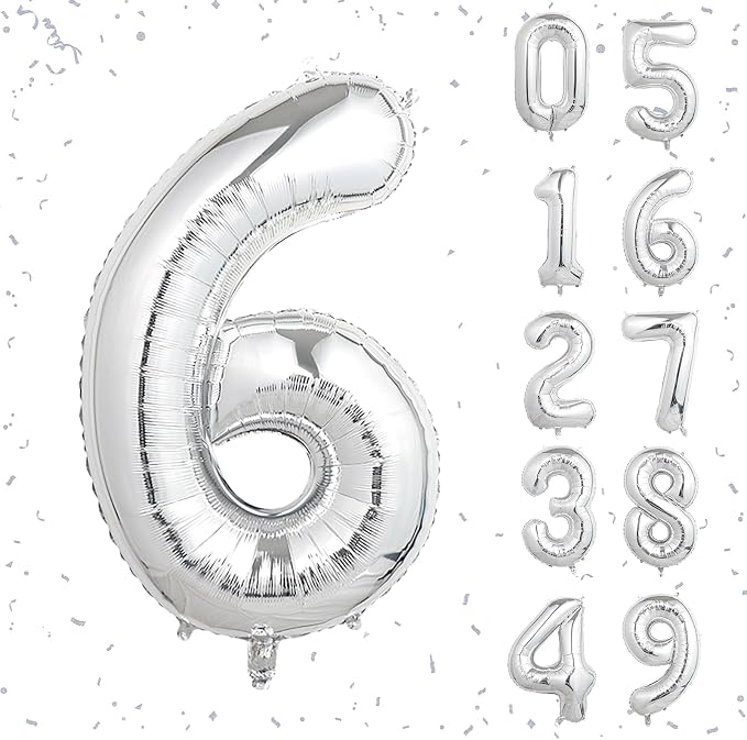 40 Inch Silver Number Balloons, Helium Mylar Foil Number Balloons by Unknown