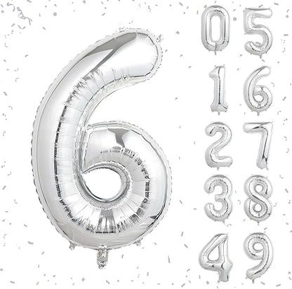 40 Inch Silver Number Balloons, Helium Mylar Foil Number Balloons by Unknown