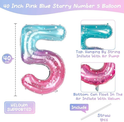 40 Inch Blue Pink Number 15 Balloon, Quinceanera & 15th Birthday Decor | 40in - Image 4
