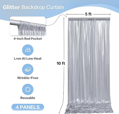 gogoparti 20X10 FT Silver Backdrop Curtain - Image 6