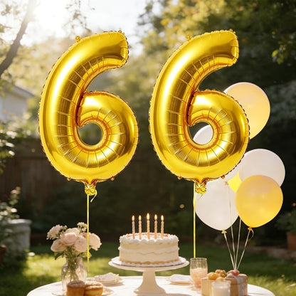 40 Inch Number 66 Balloons for 66th Birthday Party Decorations, 0-100 Gold - Image 3