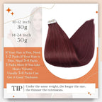 Full Shine Human Hair Extensions Tape in Color 99J Wine Red Seamless Tape in Hair Extensions Double Sided 18Inch Natural Straight Remy Skin Weft 100Gram 40Pcs Add Length for Party