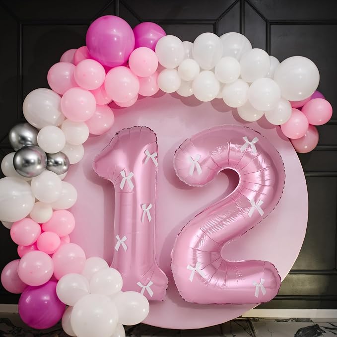 40 Inch Number Balloons with Bow Coquette Birthday Decorations Giant Number 1 - Image 4