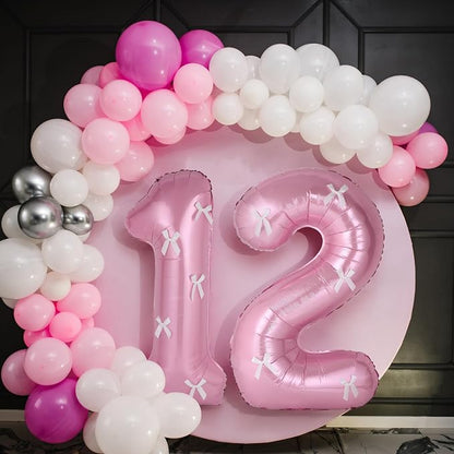 40 Inch Number Balloons with Bow Coquette Birthday Decorations Giant Number 1 - Image 4