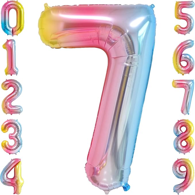 40" Rainbow Foil Number 7 Balloon by TNCDJKPA