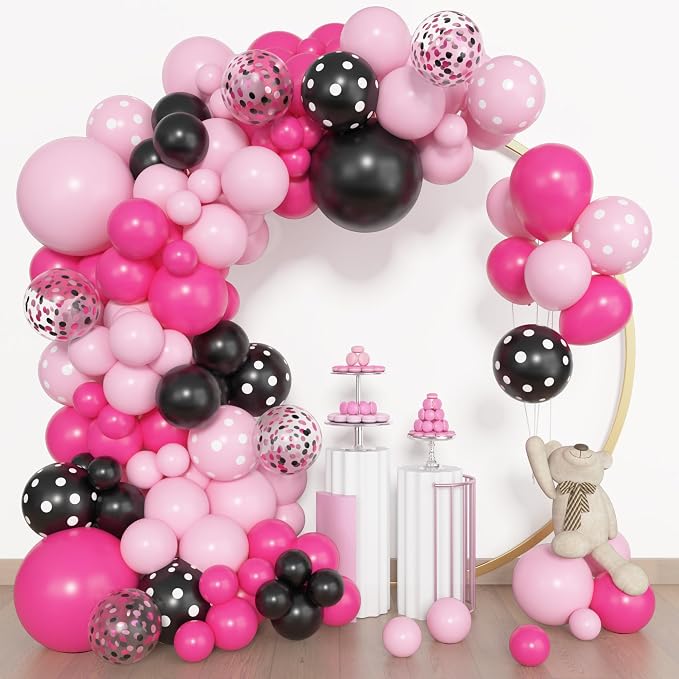 Amandir 153pcs Pink Black Balloon Garland Arch Kit Different Sizes | 18 12 10 5 - Image 2