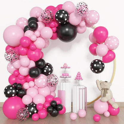 Amandir 153pcs Pink Black Balloon Garland Arch Kit Different Sizes | 18 12 10 5 - Image 2