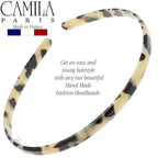 Camila Paris CP3470 French Headband for Women, Handmade White Tokyo, Strong Hold Grip Women's Hair Band, Ligth and Very Flexible, No Slip and Durable Styling Girls Hair Accessories, Made in France