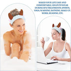 Jowmoy Cute blue antlers Headband Frog Eye Elastic to Wash Face for Women Makeup Shower Spa.