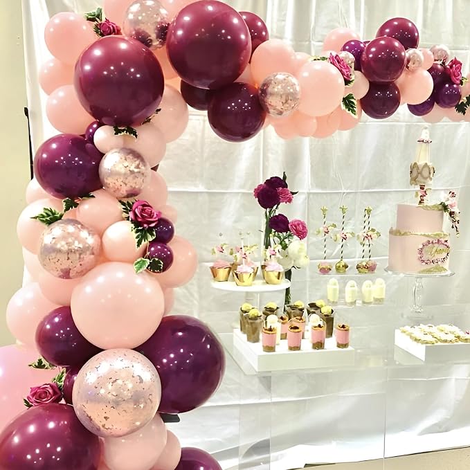 Voircoloria 90pcs Burgundy Balloons Garland Arch Kit, 18 12 10 5 Inch | - Image 5