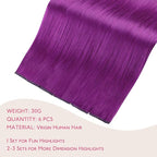WENNALIFE Purple Clip in Hair Extensions Real Human Hair 35g 6pcs 22 Inch Colored Hair Extensions for Kids Women Colorful Hair Pieces Pop-up Style Straight Extensiones De Cabello Humano Con Clip